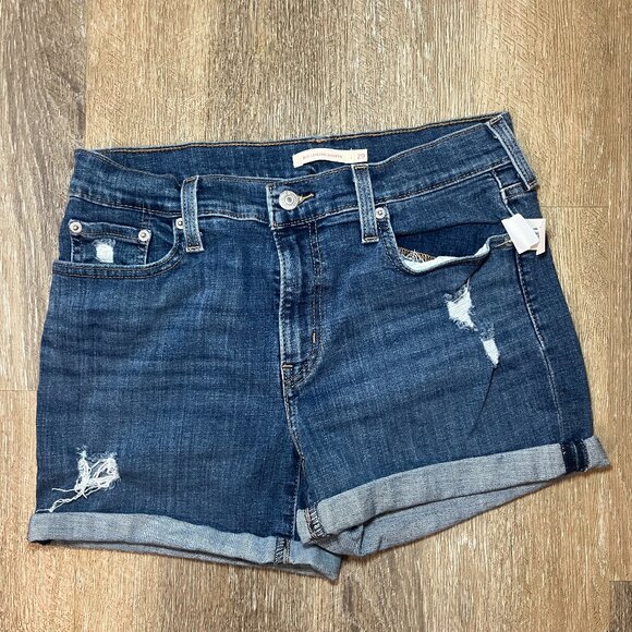 Levi's Pants - Levi's Medium Wash Mid Length Distressed Denim Shorts Size 29 / 6